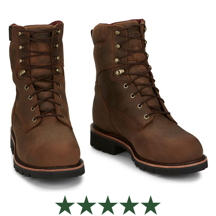 Classic 2.0 8" Logger in Chocolate Apache (dark brown). Five Stars.